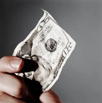 crumpled 20 dollar